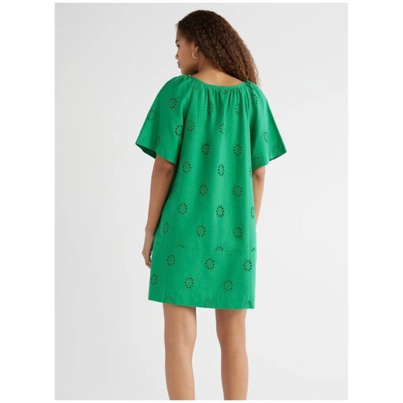 Free Assembly Women's Square Neck Eyelet Mini Dress Green Size XS NEW - Picture 8 of 9